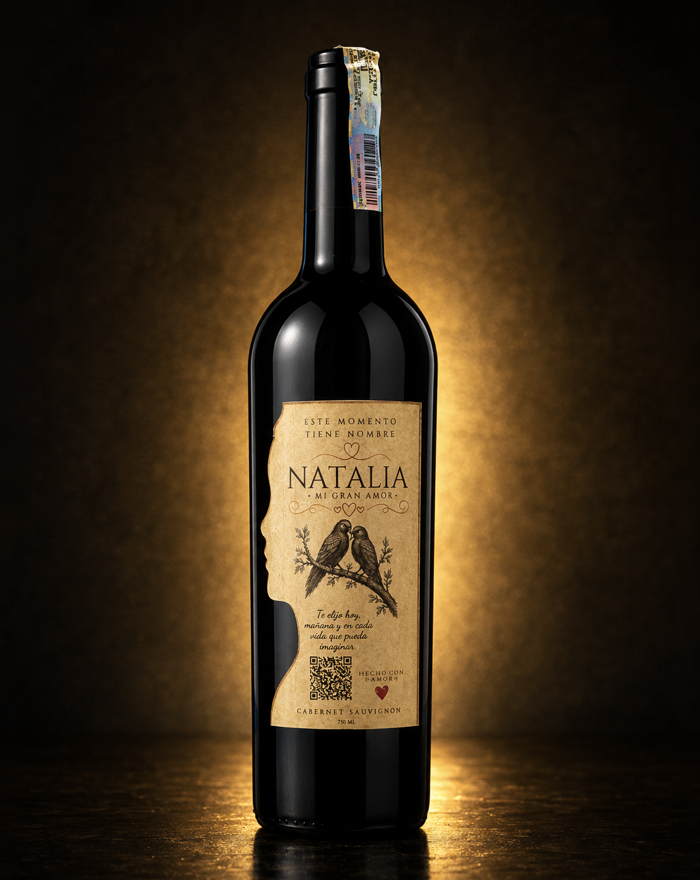 Botella de Cabernet Sauvignon mujer